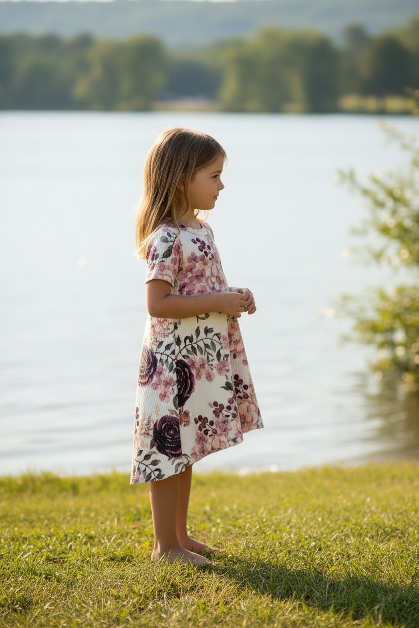 T-Shirt Dress - Antique Floral Rib Knit Pretty Plum Boutique T-Shirt Dress - Antique Floral Rib Knit Pretty Plum Boutique