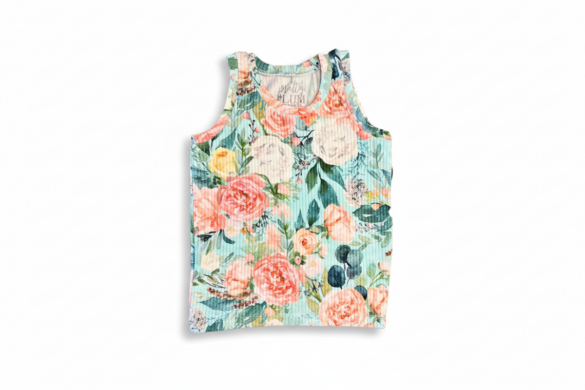 Mint Floral Tank Top