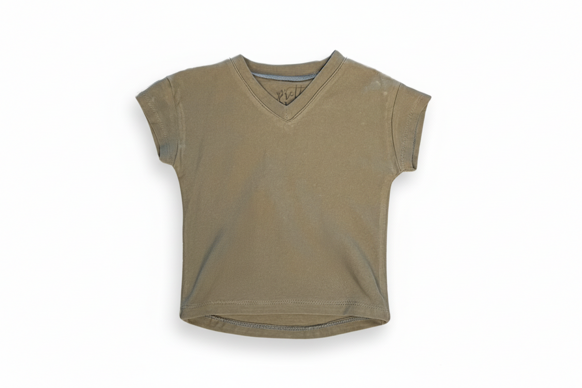 Olive Baggy V-Neck Shirt