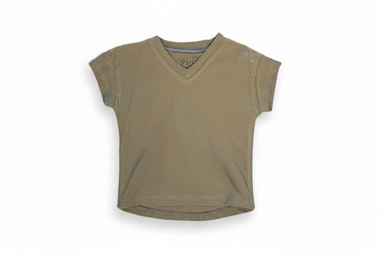 Olive Baggy V-Neck Shirt