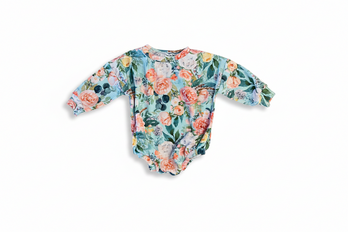 Mint Floral Sweater Romper
