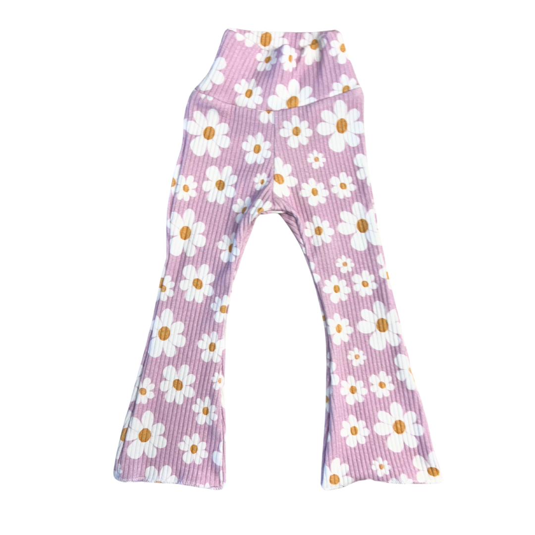 Pink Daisy Flare Leggings