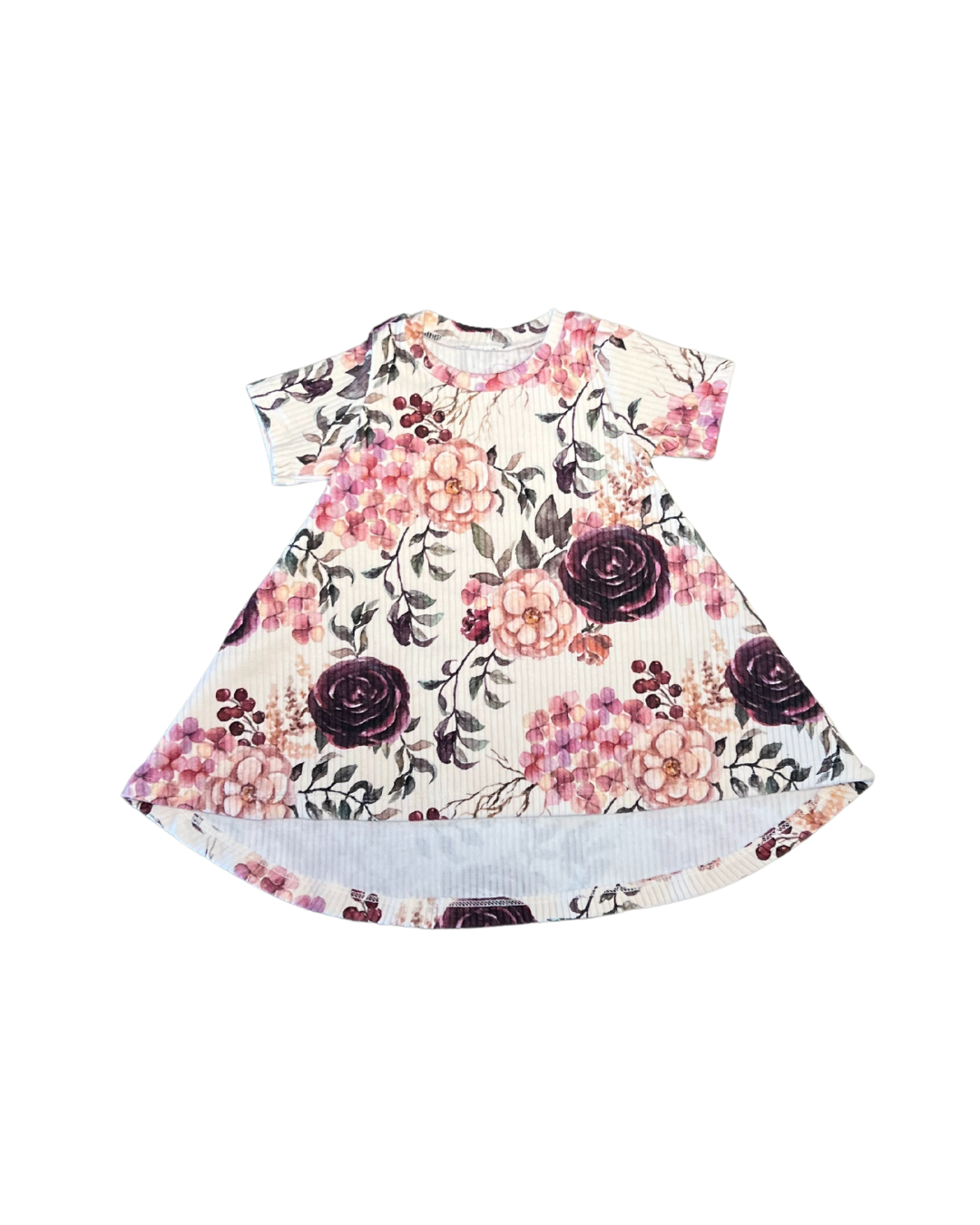 T-Shirt Dress - Antique Floral Rib Knit