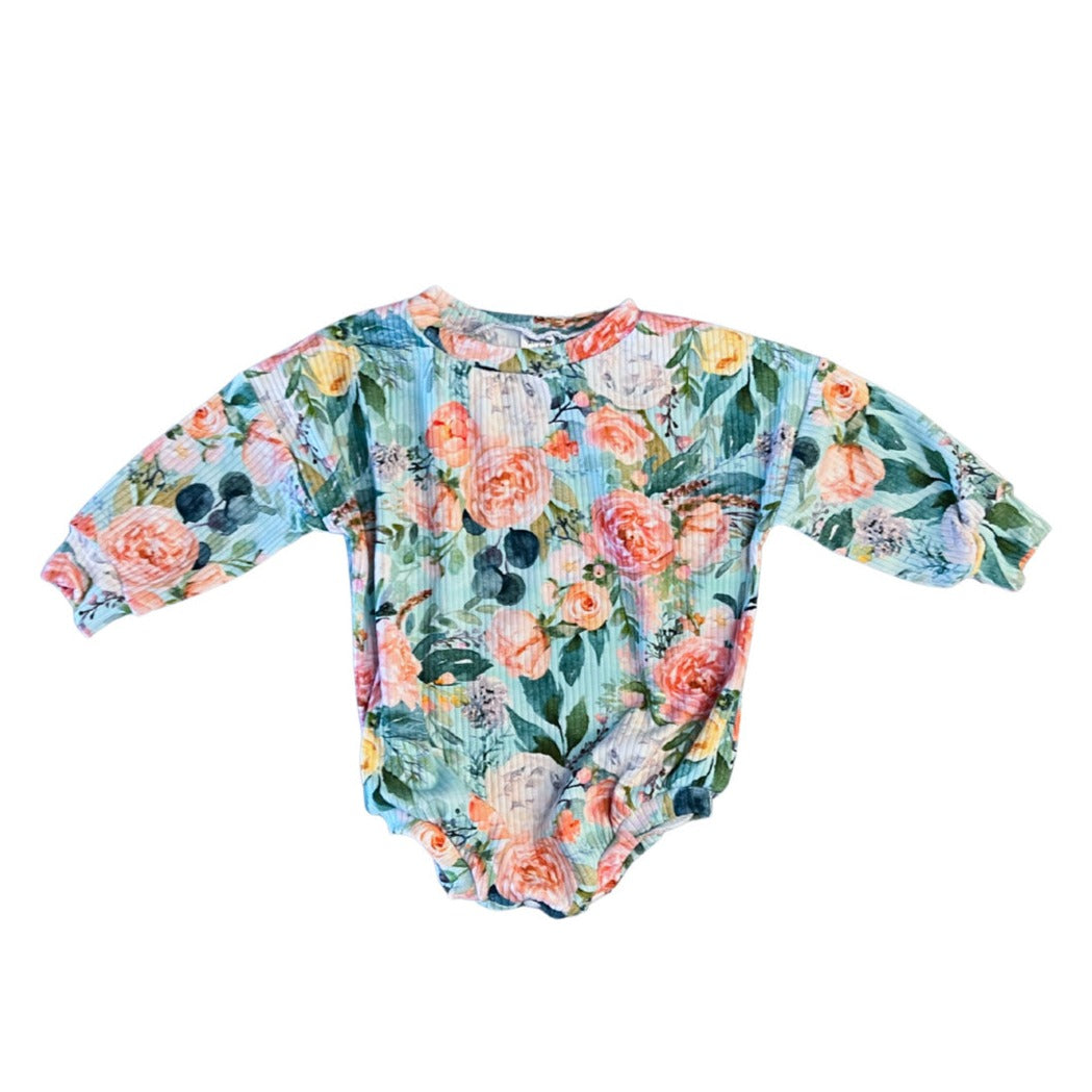 Mint Floral Sweater Romper